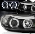 Φανάρια εμπρός angel eyes για BMW E90 (2005-2008) - CCFL μαύρα , με λάμπες (Η1) - σετ 2τμχ.