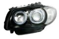 Φανάρια εμπρός angel eyes για BMW E87 / E81 / E82 (2004-2011) - μαύρα , χωρίς λάμπες (Η7) - σετ 2τμχ.