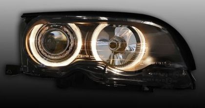 Φανάρια εμπρός angel eyes για BMW E46 sedan (2001-2005) - μαύρα , χωρίς λάμπες (Η7) - σετ 2τμχ. - € 502,9 Φανάρια εμπρός angel eyes για BMW E46 sedan (2001-2005) - μαύρα , χωρίς λάμπες (Η7) - σετ 2τμχ.