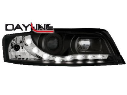 Φανάρια εμπρός led Dayline για Audi A4 (2001-2004) - μαύρα , με λάμπες (Η1) - σετ 2τμχ. - € 425,9 Φανάρια εμπρός led Dayline για Audi A4 (2001-2004) - μαύρα , με λάμπες (Η1) - σετ 2τμχ.