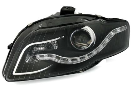 Φανάρια εμπρός led για Audi A4 B7 (2004-2008) - chrome ,μαύρα , με λάμπες (Η1) - σετ 2τμχ. - € 637,9 Φανάρια εμπρός led για Audi A4 B7 (2004-2008) - chrome ,μαύρα , με λάμπες (Η1) - σετ 2τμχ.