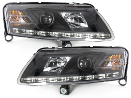 Φανάρια εμπρός Audi A6 με φώτα ημέρας led (2004-2007) - μαύρα , χωρίς λάμπες (Η7) - σετ 2τμχ. - € 621,9 Φανάρια εμπρός Audi A6 με φώτα ημέρας led (2004-2007) - μαύρα , χωρίς λάμπες (Η7) - σετ 2τμχ.