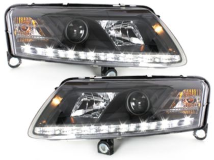 Φανάρια εμπρός Audi A6 με φώτα ημέρας led (2004-2007) - μαύρα , χωρίς λάμπες (Η7) - σετ 2τμχ. - € 621,9 Φανάρια εμπρός Audi A6 με φώτα ημέρας led (2004-2007) - μαύρα , χωρίς λάμπες (Η7) - σετ 2τμχ.
