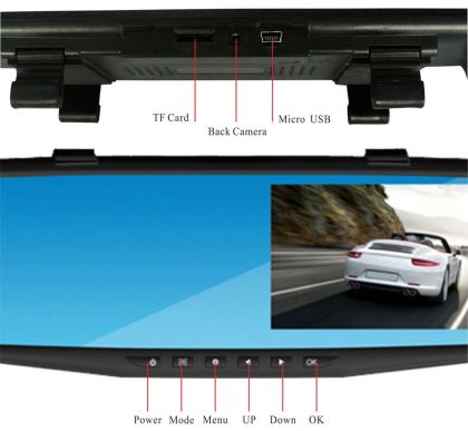 Βίντεο καταγραφέας 1080 FULL HD με 4,3" LCD οθόνη στον καθρέφτη και κάμερα οπισθοπορείας και καταγραφή - € 98,9 Βίντεο καταγραφέας 1080 FULL HD με 4,3" LCD οθόνη στον καθρέφτη και κάμερα οπισθοπορείας και καταγραφή