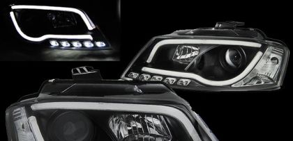 Φανάρια εμπρός Audi A3 (2008-2012) led Lightbar design - chrome ,μαύρα , με λάμπες (Η1) - σετ 2τμχ. - € 651,9 Φανάρια εμπρός Audi A3 (2008-2012) led Lightbar design - chrome ,μαύρα , με λάμπες (Η1) - σετ 2τμχ.
