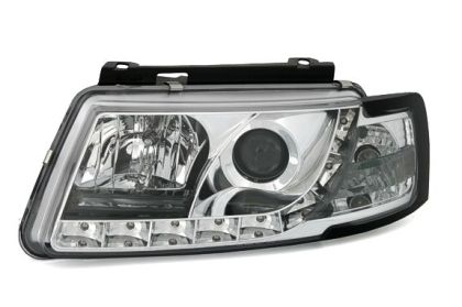 Φανάρια εμπρός Vw Passat 3Β/B5 (1997-2000) με αληθινά φώτα ημέρας - chrome , με λάμπες (Η1) - σετ 2τμχ. - € 575,9 Φανάρια εμπρός Vw Passat 3Β/B5 (1997-2000) με αληθινά φώτα ημέρας - chrome , με λάμπες (Η1) - σετ 2τμχ.