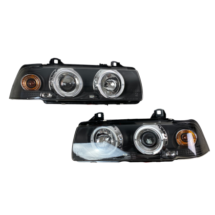 Φανάρια εμπρός angel eyes για BMW E36 (1991-1999) 4d sedan - black , με λάμπες (Η1) - σετ 2τμχ. - € 407,9 Φανάρια εμπρός angel eyes για BMW E36 (1991-1999) 4d sedan - black , με λάμπες (Η1) - σετ 2τμχ.