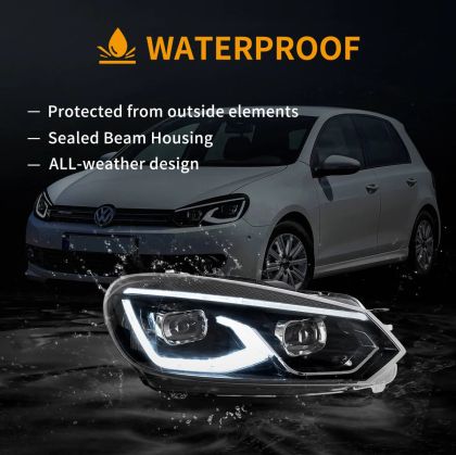 Φανάρια εμπρός Vw Golf 6 (2008-2014) led μαύρα, χωρίς λάμπες (D2S) - σετ 2τμχ. - € 865,9 Φανάρια εμπρός Vw Golf 6 (2008-2014) led μαύρα, χωρίς λάμπες (D2S) - σετ 2τμχ.