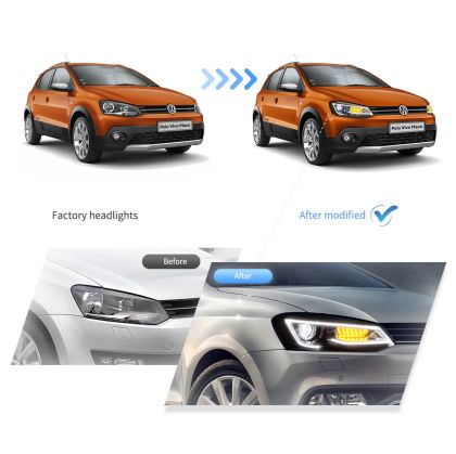 Φανάρια εμπρός Vw Polo (2009-2017) led μαύρα, χωρίς λάμπες (D2S) - σετ 2τμχ. - € 778,9 Φανάρια εμπρός Vw Polo (2009-2017) led μαύρα, χωρίς λάμπες (D2S) - σετ 2τμχ.