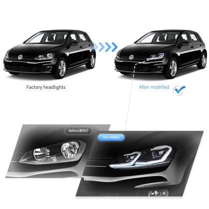 Φανάρια εμπρός Vw Golf 7 (2014-2018) led Silver line design, μαύρα, χωρίς λάμπες (D2S/H7) - σετ 2τμχ. - € 778,9 Φανάρια εμπρός Vw Golf 7 (2014-2018) led Silver line design, μαύρα, χωρίς λάμπες (D2S/H7) - σετ 2τμχ.