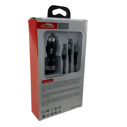 Φορτιστής αυτοκινήτου με 2 θύρες USB και 3 βύσματα - € 23,9 Φορτιστής αυτοκινήτου με 2 θύρες USB και 3 βύσματα