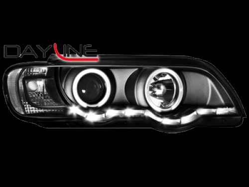 Φανάρια εμπρός BMW X5 (1999-2003) με φώτα ημέρας και angel eyes - μαύρα , με λάμπες (Η1) - σετ 2τμχ. - € 512,9 Φανάρια εμπρός BMW X5 (1999-2003) με φώτα ημέρας και angel eyes - μαύρα , με λάμπες (Η1) - σετ 2τμχ.