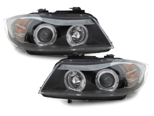 Φανάρια εμπρός BMW E90 (2005-2008) angel eyes - μαύρα , με λάμπες (Η1) - σετ 2τμχ. - € 395,9 Φανάρια εμπρός BMW E90 (2005-2008) angel eyes - μαύρα , με λάμπες (Η1) - σετ 2τμχ.
