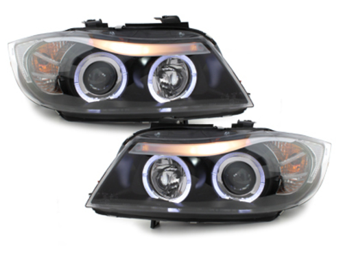 Φανάρια εμπρός BMW E90 (2005-2008) angel eyes - μαύρα , με λάμπες (Η1) - σετ 2τμχ. - € 395,9 Φανάρια εμπρός BMW E90 (2005-2008) angel eyes - μαύρα , με λάμπες (Η1) - σετ 2τμχ.