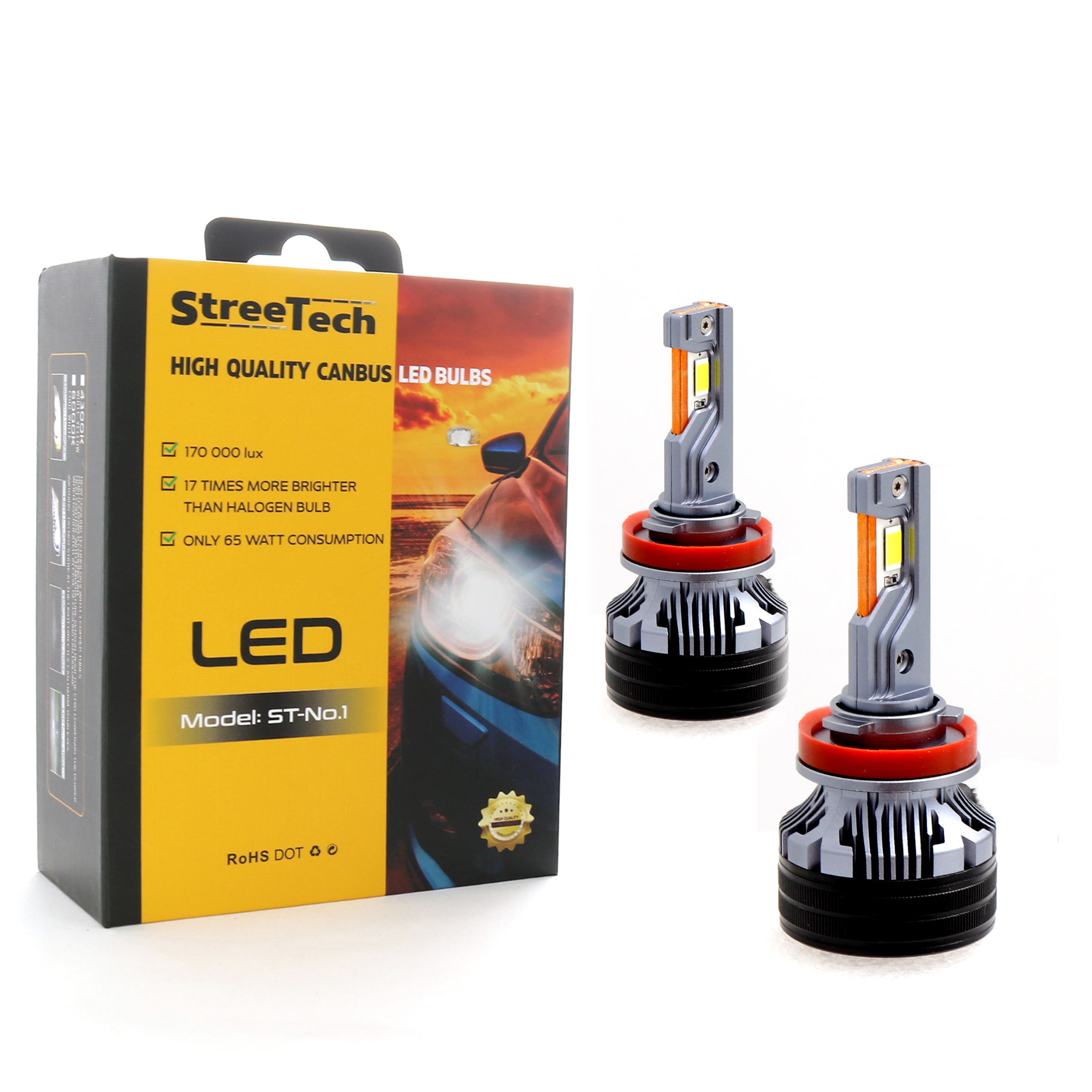 Led λάμπες Η8 / H9 / H11 Streetech μοντέλο STN1 για μεσαία ή μεγάλα φώτα 170 000 lux , 65 Watt - CANBUS 6000K - 1700% πιό έντονη φωτεινότητα 2τμχ. - € 114,9 Led λάμπες Η8 / H9 / H11 Streetech μοντέλο STN1 για μεσαία ή μεγάλα φώτα 170 000 lux , 65 Watt - CANBUS 6000K - 1700% πιό έντονη φωτεινότητα 2τμχ.