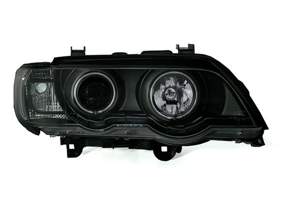 Φανάρια εμπρός BMW X5 (1999-2003) με φώτα ημέρας και angel eyes - μαύρα , με λάμπες (Η1) - σετ 2τμχ. - € 512,9 Φανάρια εμπρός BMW X5 (1999-2003) με φώτα ημέρας και angel eyes - μαύρα , με λάμπες (Η1) - σετ 2τμχ.