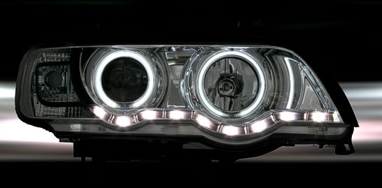 Φανάρια εμπρός BMW X5 (1999-2003) με φώτα ημέρας και angel eyes - μαύρα , με λάμπες (Η1) - σετ 2τμχ. - € 512,9 Φανάρια εμπρός BMW X5 (1999-2003) με φώτα ημέρας και angel eyes - μαύρα , με λάμπες (Η1) - σετ 2τμχ.