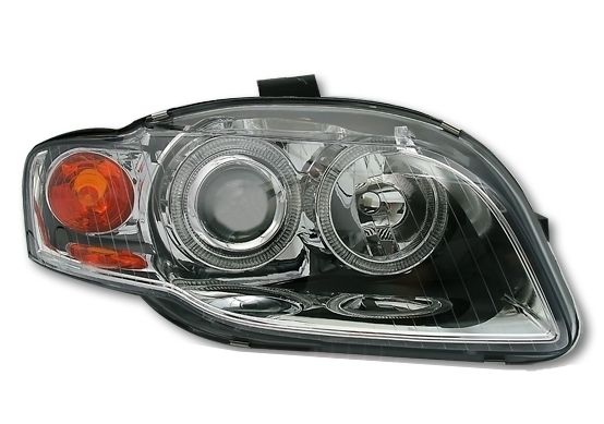 Φανάρια εμπρός Audi A4 (2004-2008) angel eyes - chrome , χωρίς λάμπες (Η7) - σετ 2τμχ. - € 307,9 Φανάρια εμπρός Audi A4 (2004-2008) angel eyes - chrome , χωρίς λάμπες (Η7) - σετ 2τμχ.