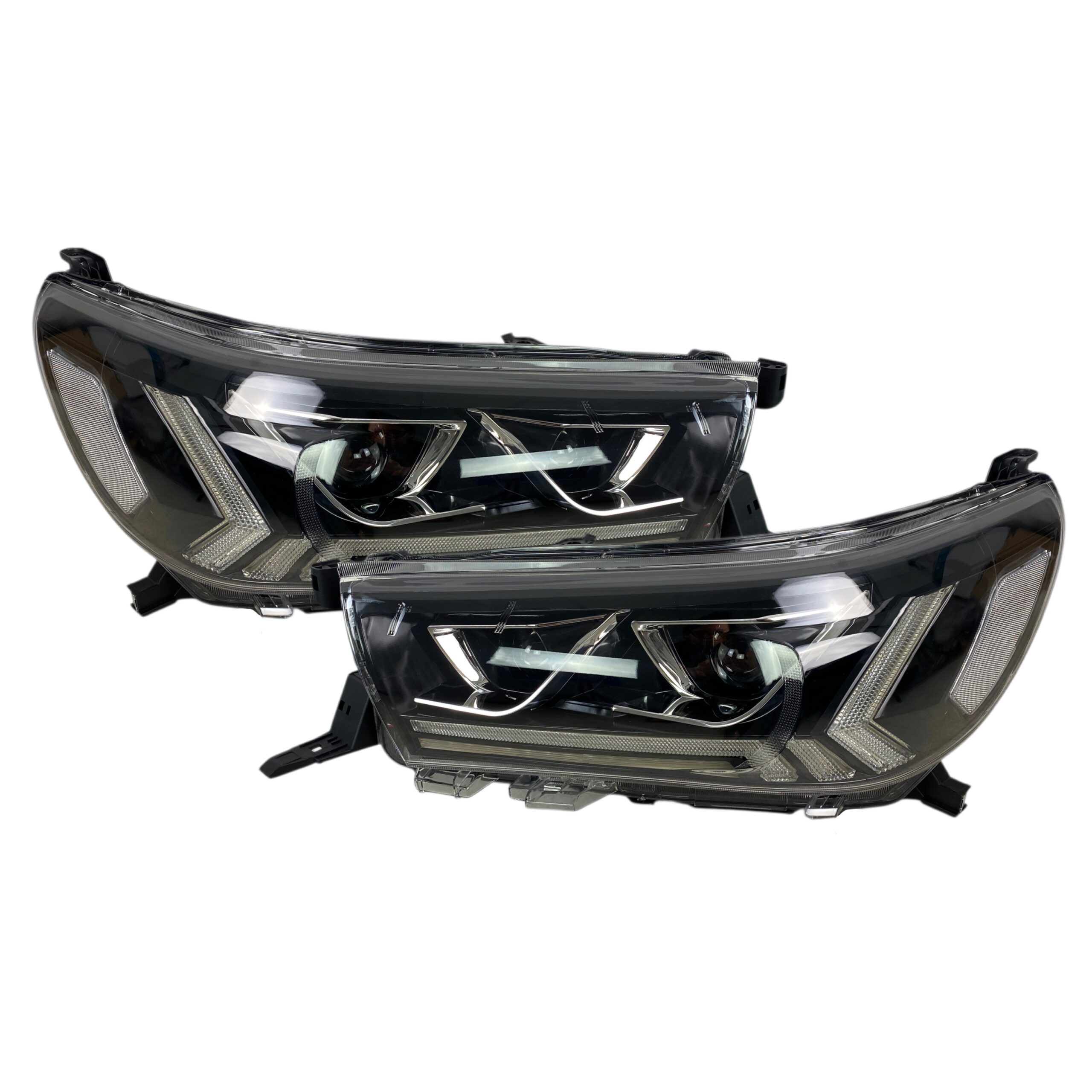 Φανάρια εμπρός Toyota Hilux (2015-2020), led με φώτα ημέρας με H7 / H1 λάμπες – σετ 2τμχ.