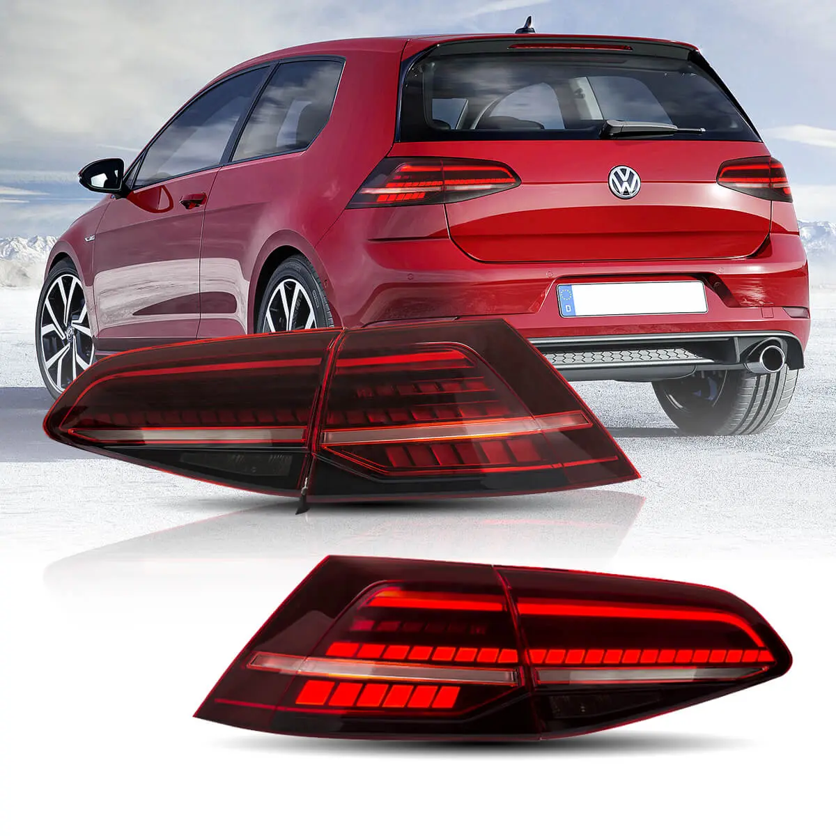Πίσω φανάρια led Vw Golf 7 / 7.5 GTI / R design (2014-2021) με τρέχουμενο φλας, κόκκινα - σετ 2τμχ. - € 386,9 Πίσω φανάρια led Vw Golf 7 / 7.5 GTI / R design (2014-2021) με τρέχουμενο φλας, κόκκινα - σετ 2τμχ.
